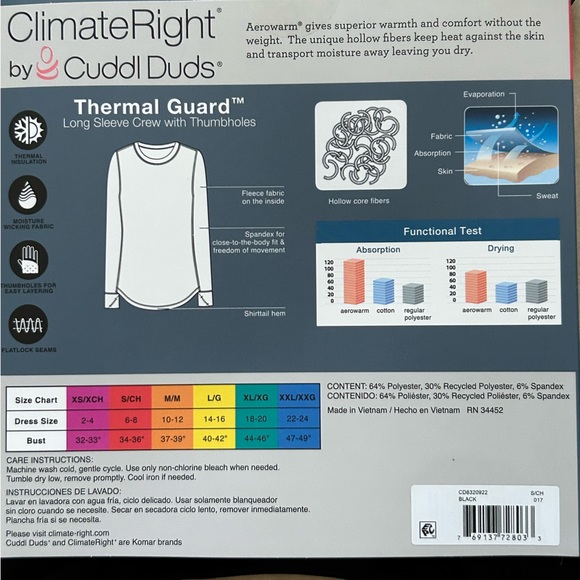 ClimateRight by Cuddl Duds Long Sleeve Crew Shirt - Picture 3 of 3